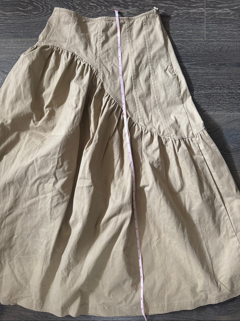 Lisa Says Gah Khaki Asymmetrical A-Line Midi Skirt - Picture 5 of 5